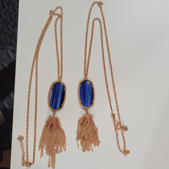 Two Kendra Scott Navy Dusted Glass Rayne Necklaces - Picture 3 of 12